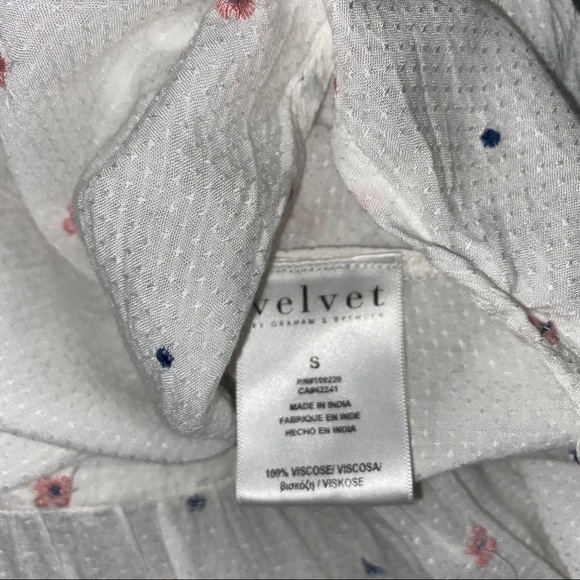 Anthro Velvet Graham Spencer Embroidered Ditzy Floral Babydoll Blouse Top - Picture 9 of 14